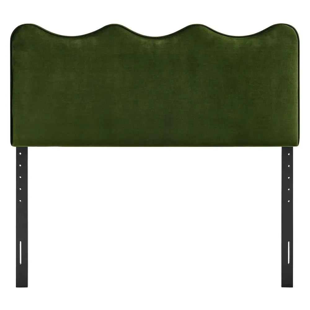Performance Velvet Adjustable Headboard With Scalloped Wave Design