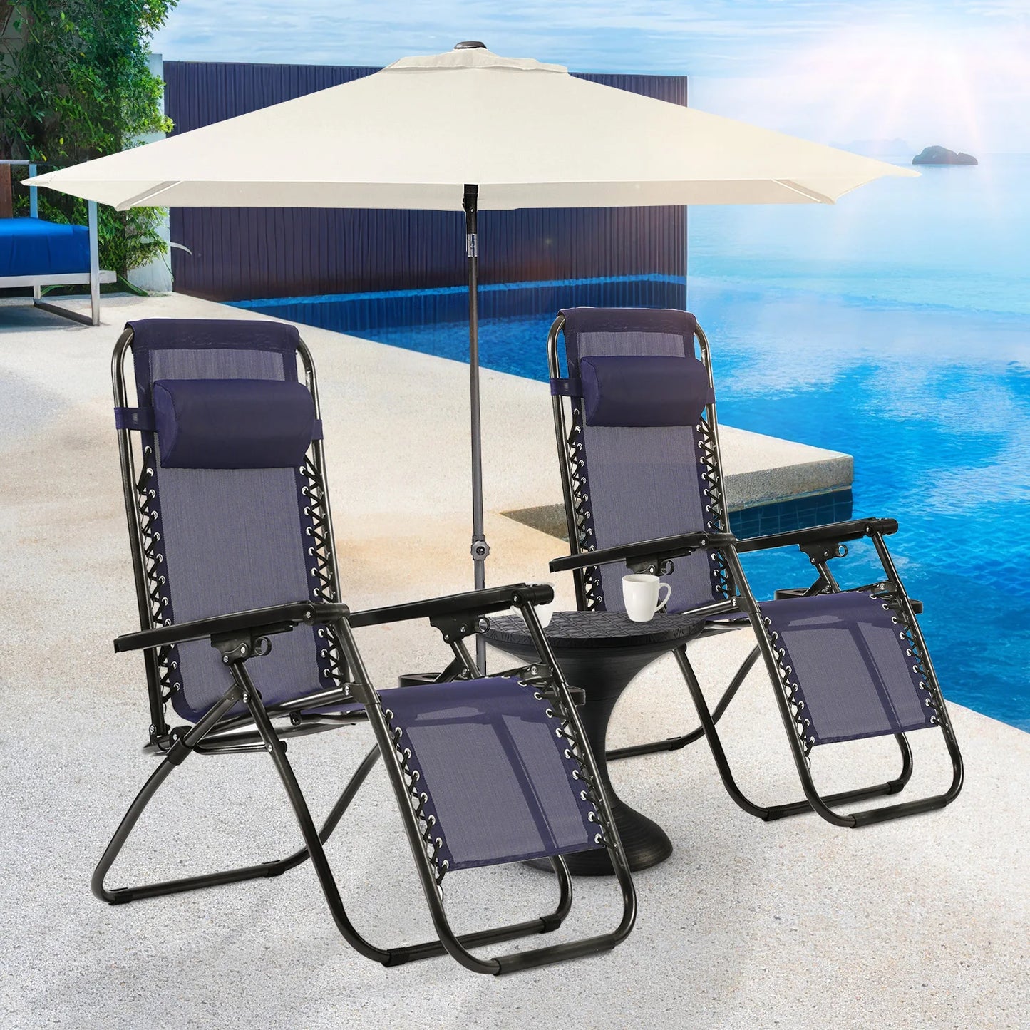 DOPINMIN Zero Gravity Chairs Set of 2 With Cup Holder