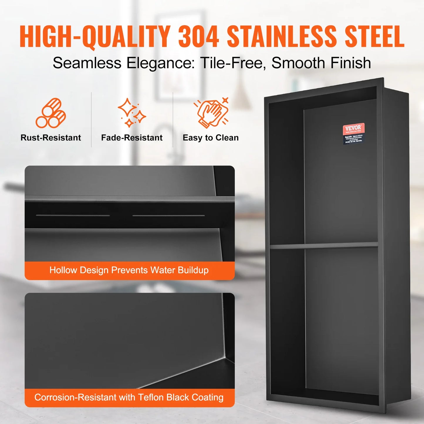 SucceBuy Stainless Steel Shower Niche Wall Insert With Shelves