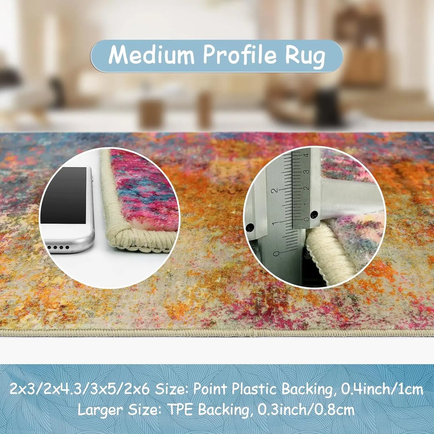 Modern Abstract Washable Rug Non Slip Low Pile Living Room