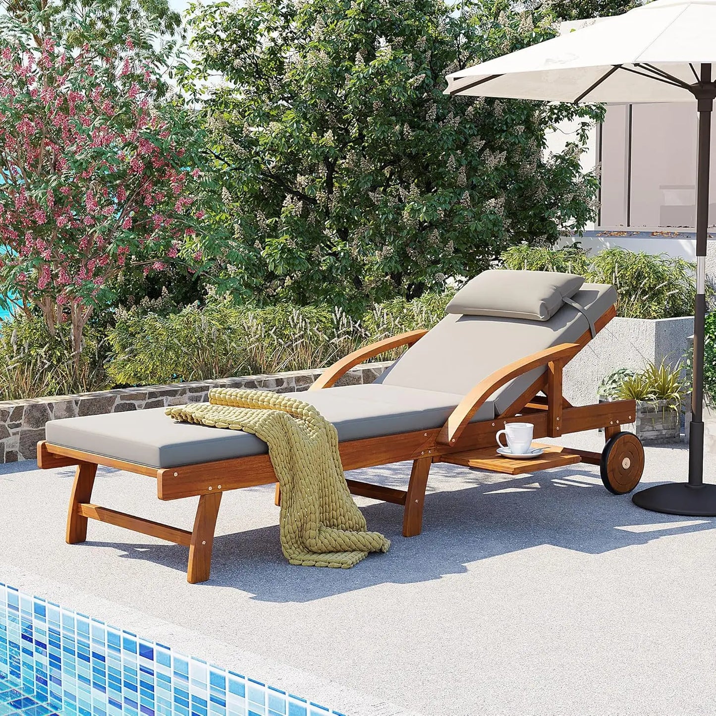5-Position Adjustable Outdoor Chaise Lounge Set with Steel Frame
