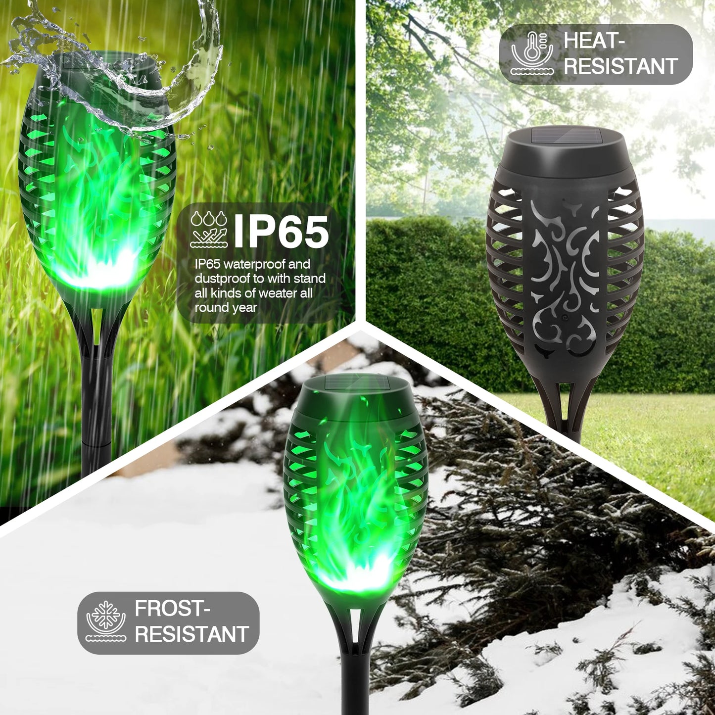 Green Solar Flame Light Outdoor Torch Lamp For Garden Decor
