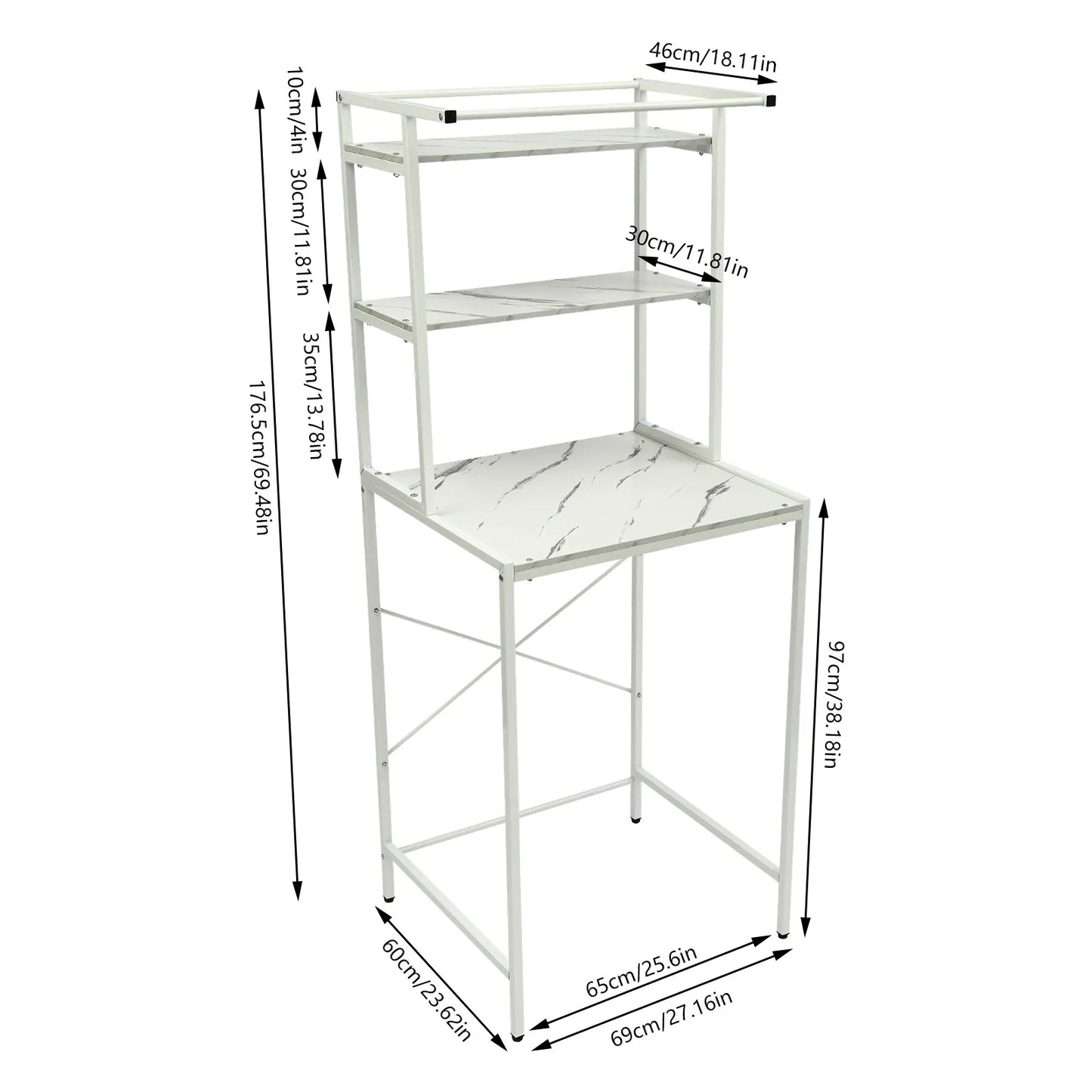 Three-Tier Over Washer And Dryer Storage Shelf For Hanging Towels