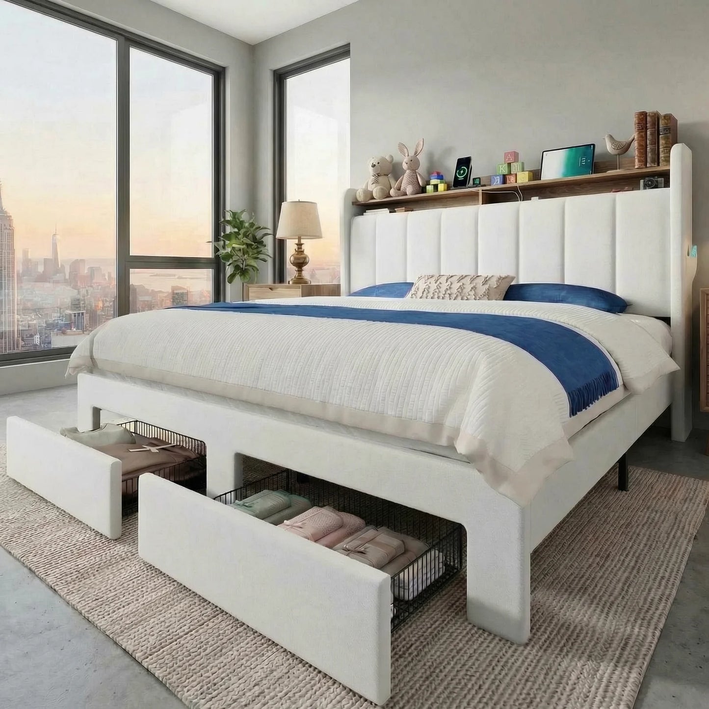 HOOMIC Bed Frame With Storage Drawers And Led Lights