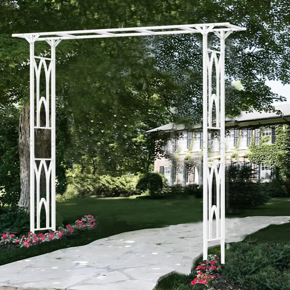 Iron Garden Arch Arbor Outdoor Pergola Trellis Decor