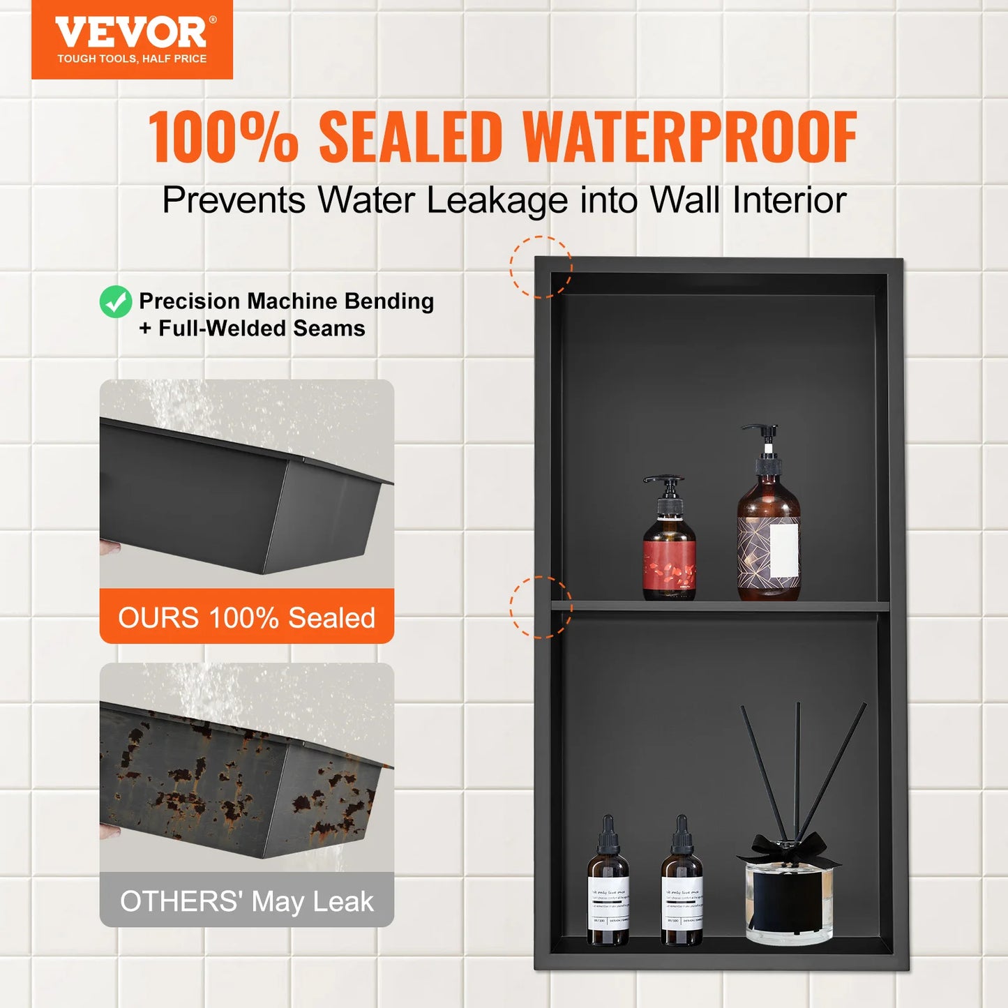 SucceBuy Stainless Steel Shower Niche Wall Insert With Shelves