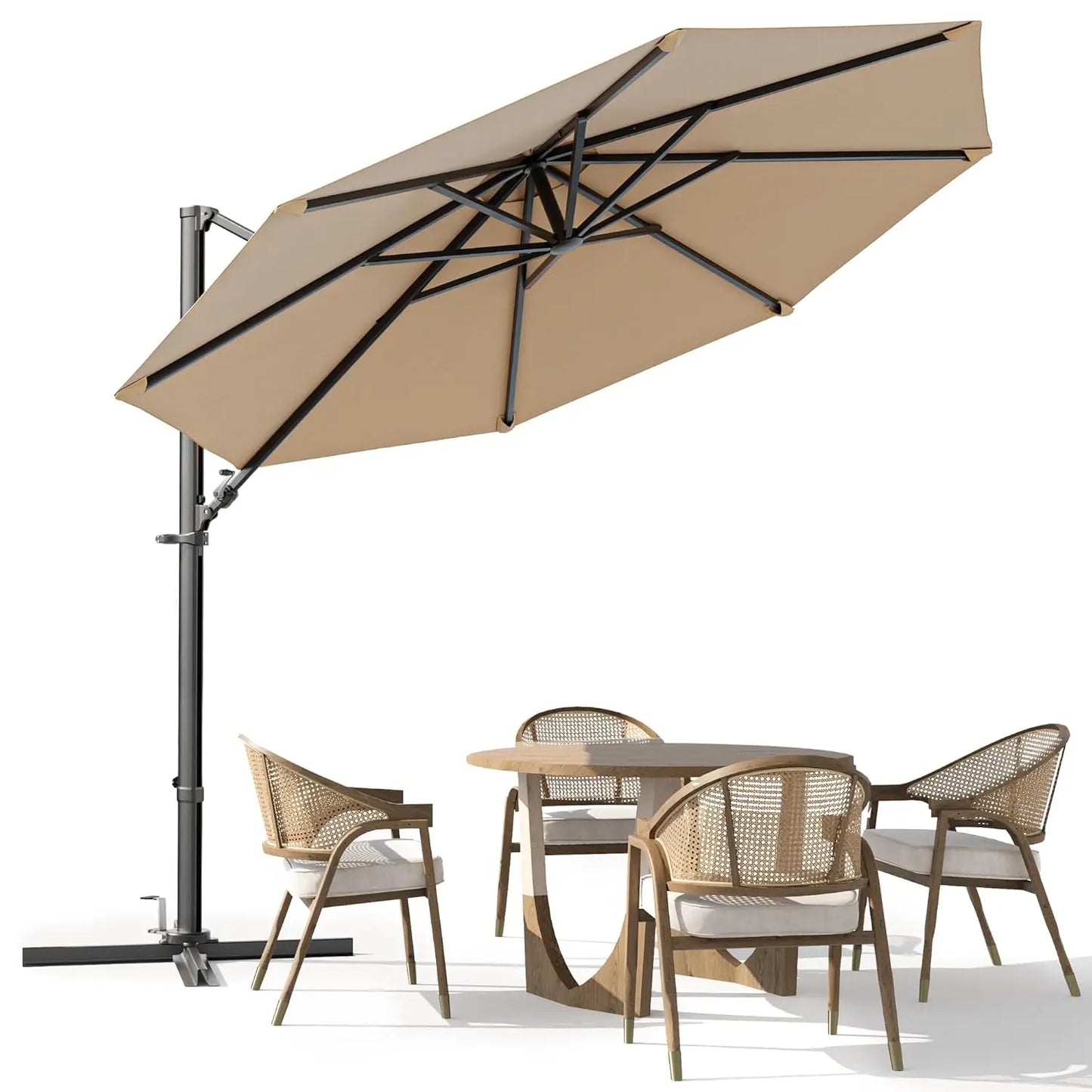 Outdoor Patio Umbrella With 360 Degree Rotation Offset Market Umbrella