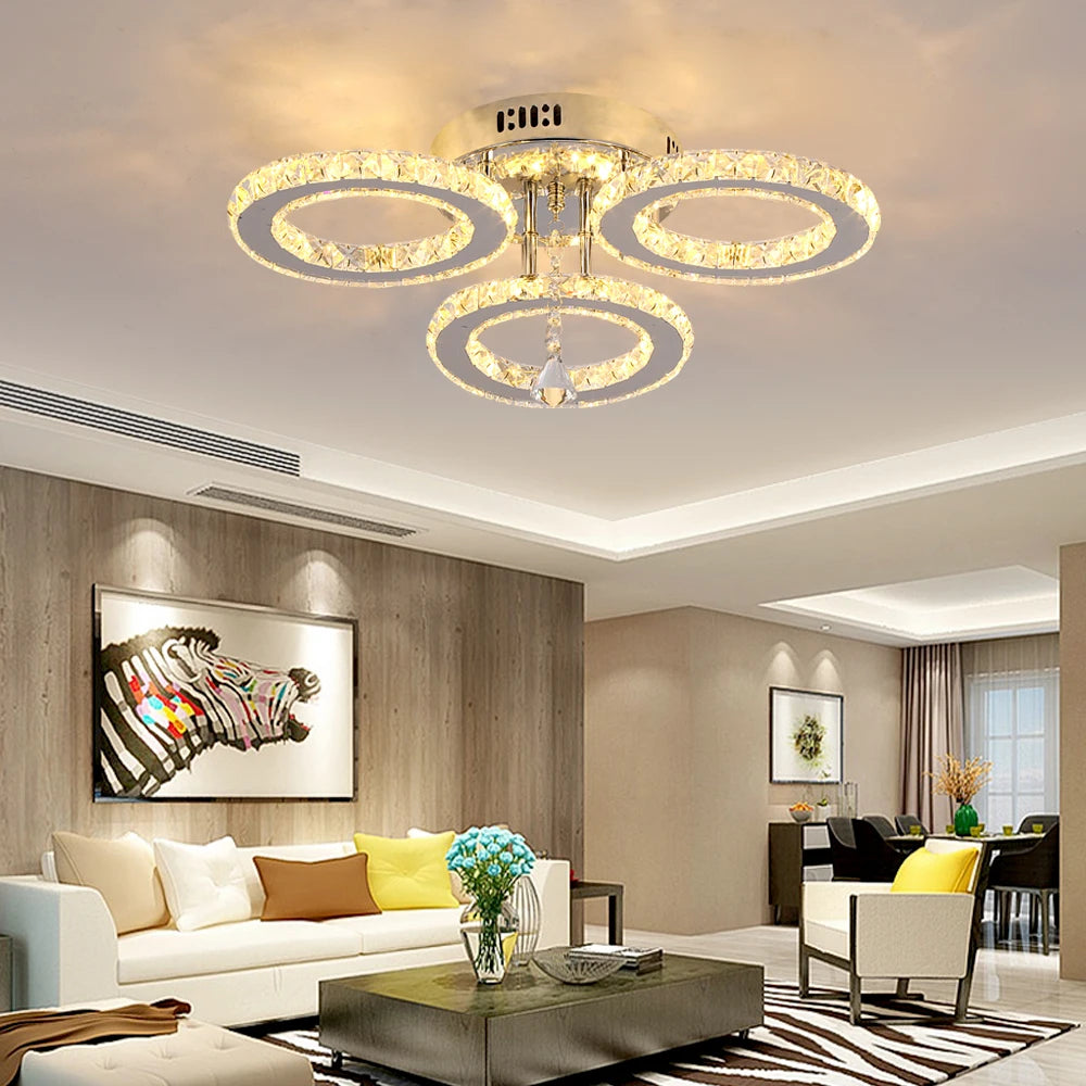 Modern Crystal Chandelier Ceiling Light For Living Room And Kitchen