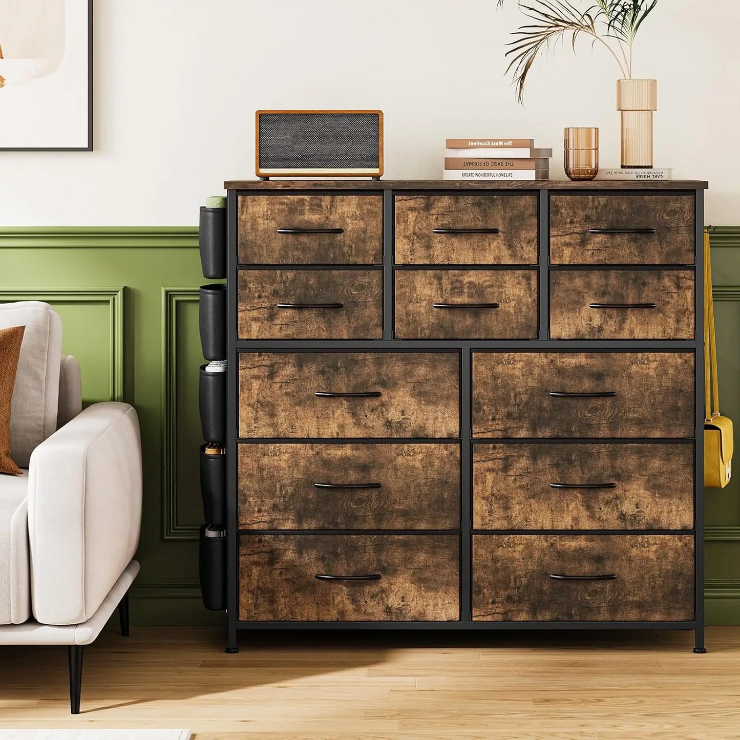 TWISTER.CK 12 Drawer Fabric Dresser With Steel Frame