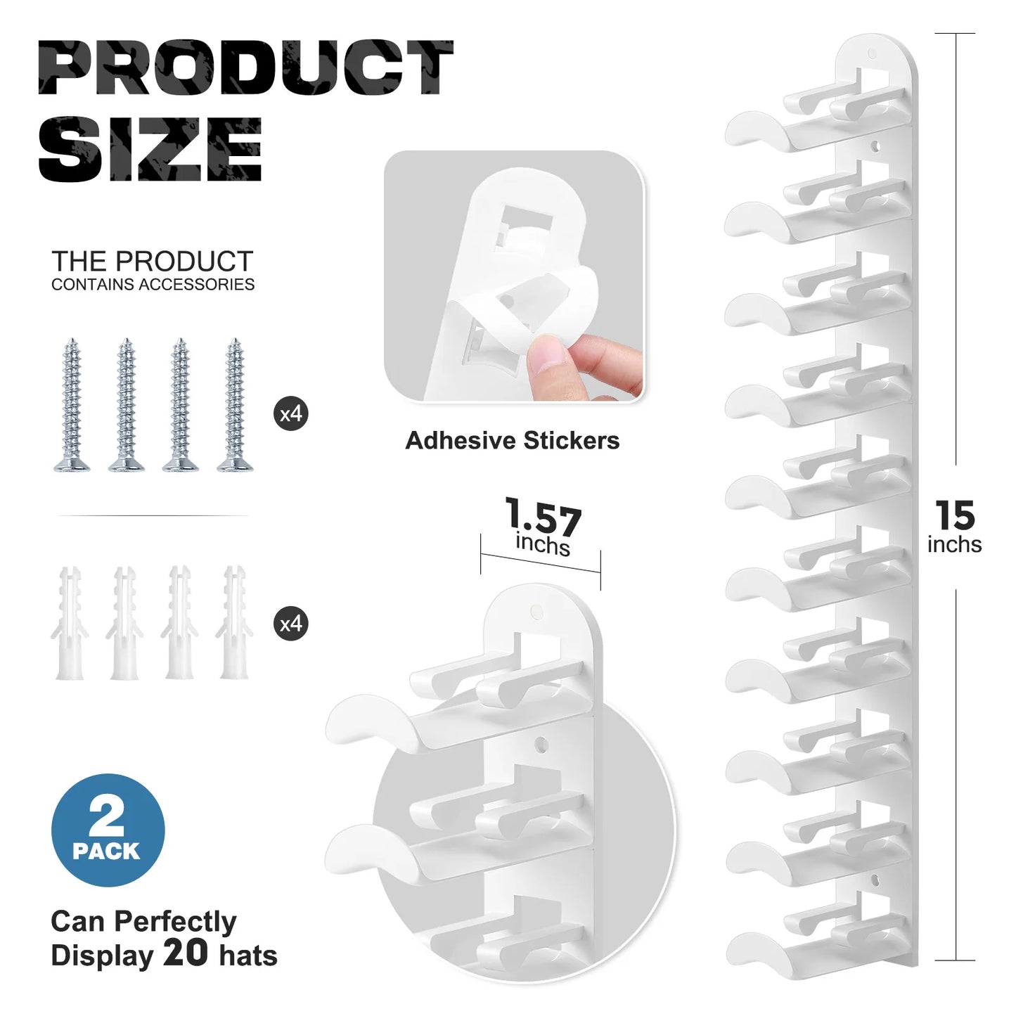 Multi Layer Plastic Wall Hat Organizer Adhesive Or Drill Mount