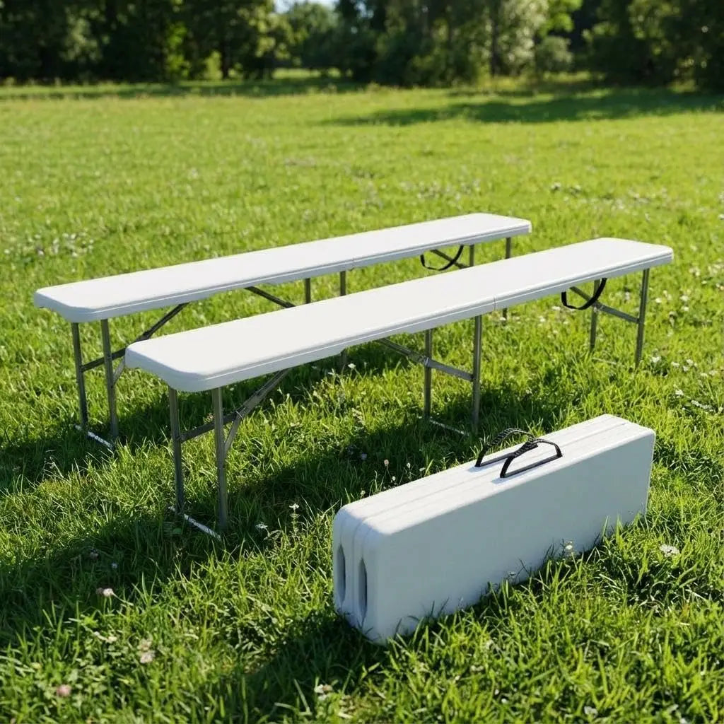 TWISTER.CK Plastic Folding Bench Outdoor 2-Pack With Carrying Handle