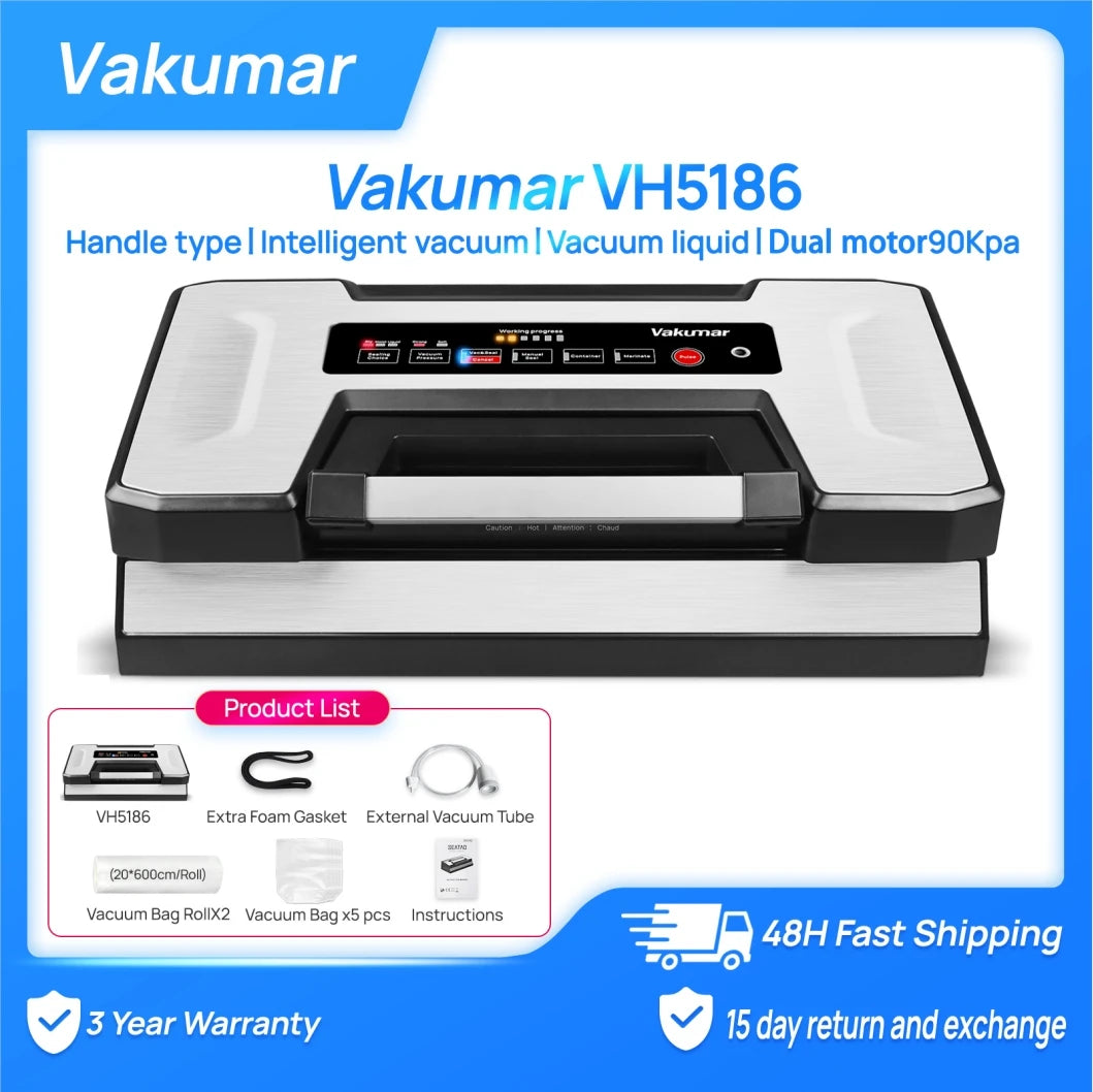 Vakumar VH5186 Automatic Vacuum Sealer Machine With 2 Rolls Bags