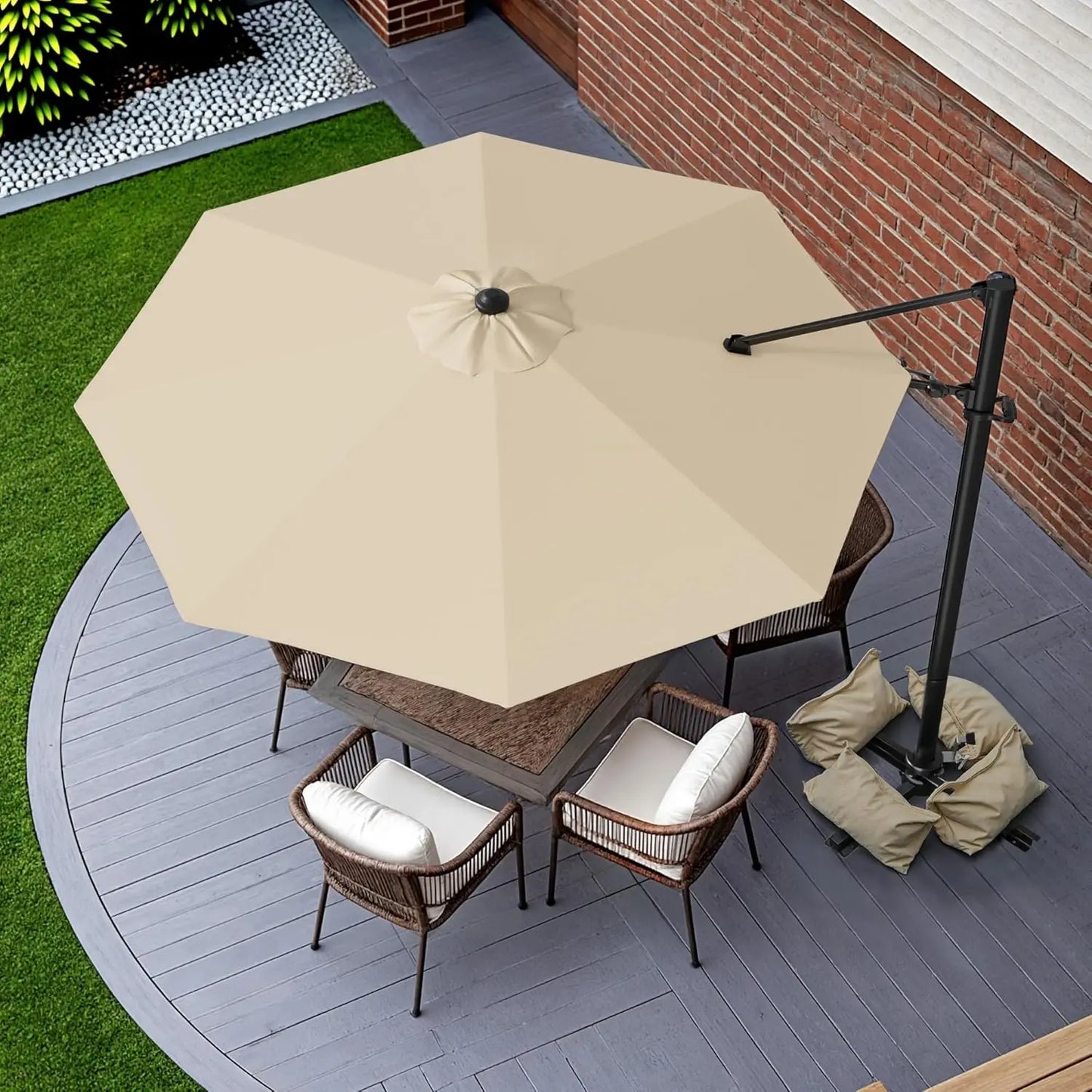 Outdoor Patio Umbrella With 360 Degree Rotation Offset Market Umbrella