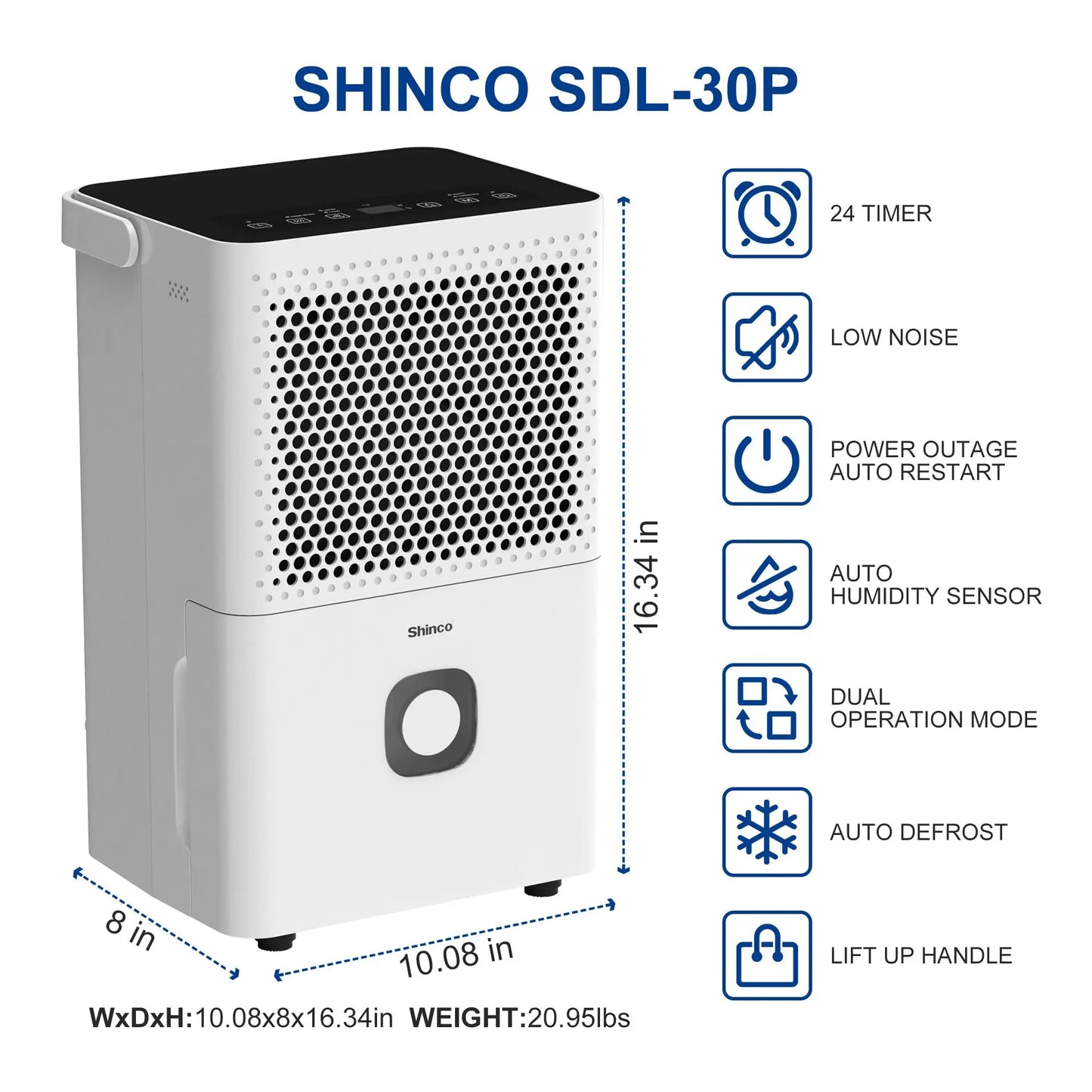 Shinco Dehumidifier for Home and Basement with Drain Hose