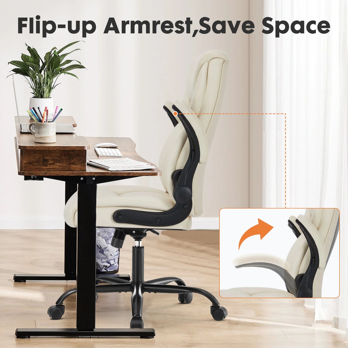 JHK Heavy Duty Ergonomic Office Chair With Flip Up Arms