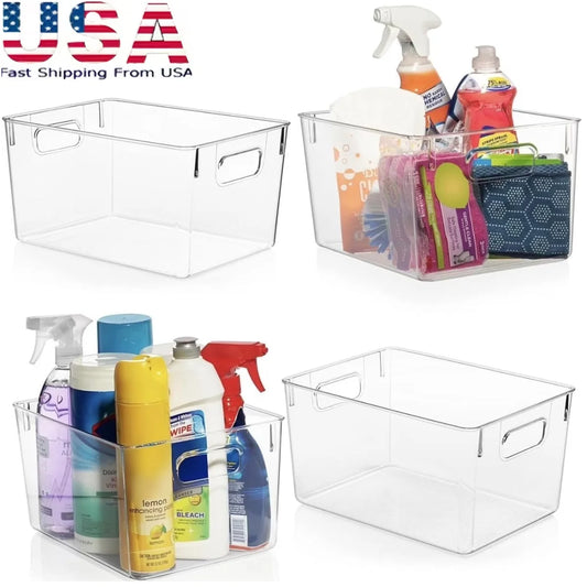 Clear Plastic Storage Bins for Pantry and Kitchen Organization
