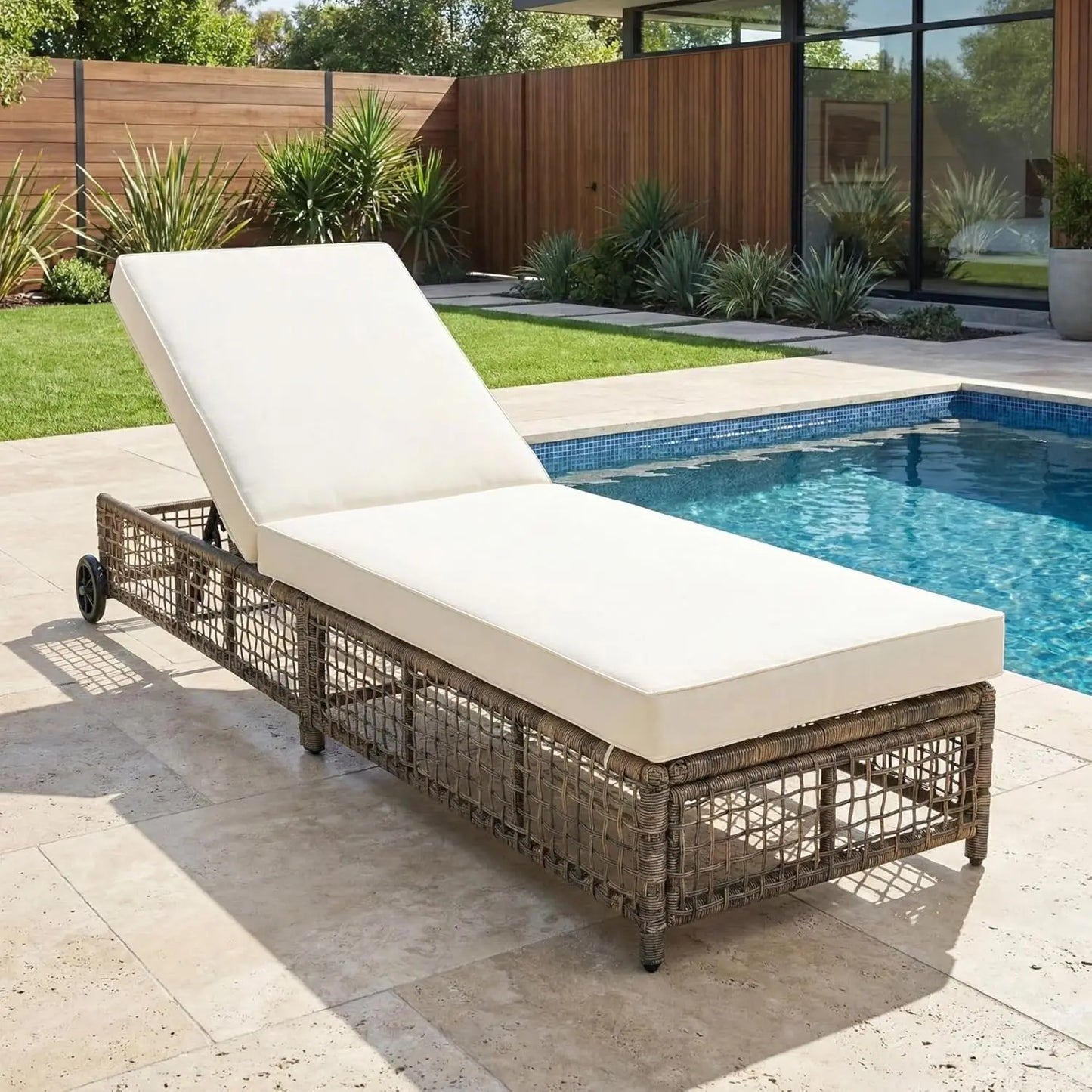 5-Position Adjustable Outdoor Chaise Lounge Set with Steel Frame