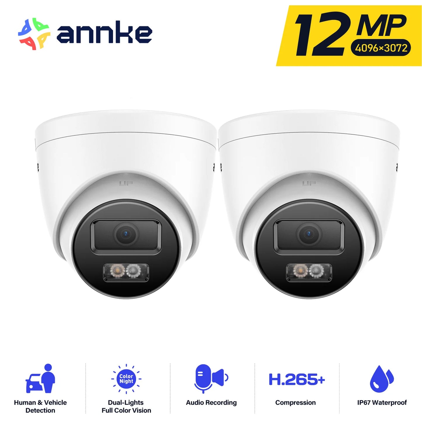 ANNKE 12MP Outdoor Dual Light PoE Security Camera IP67
