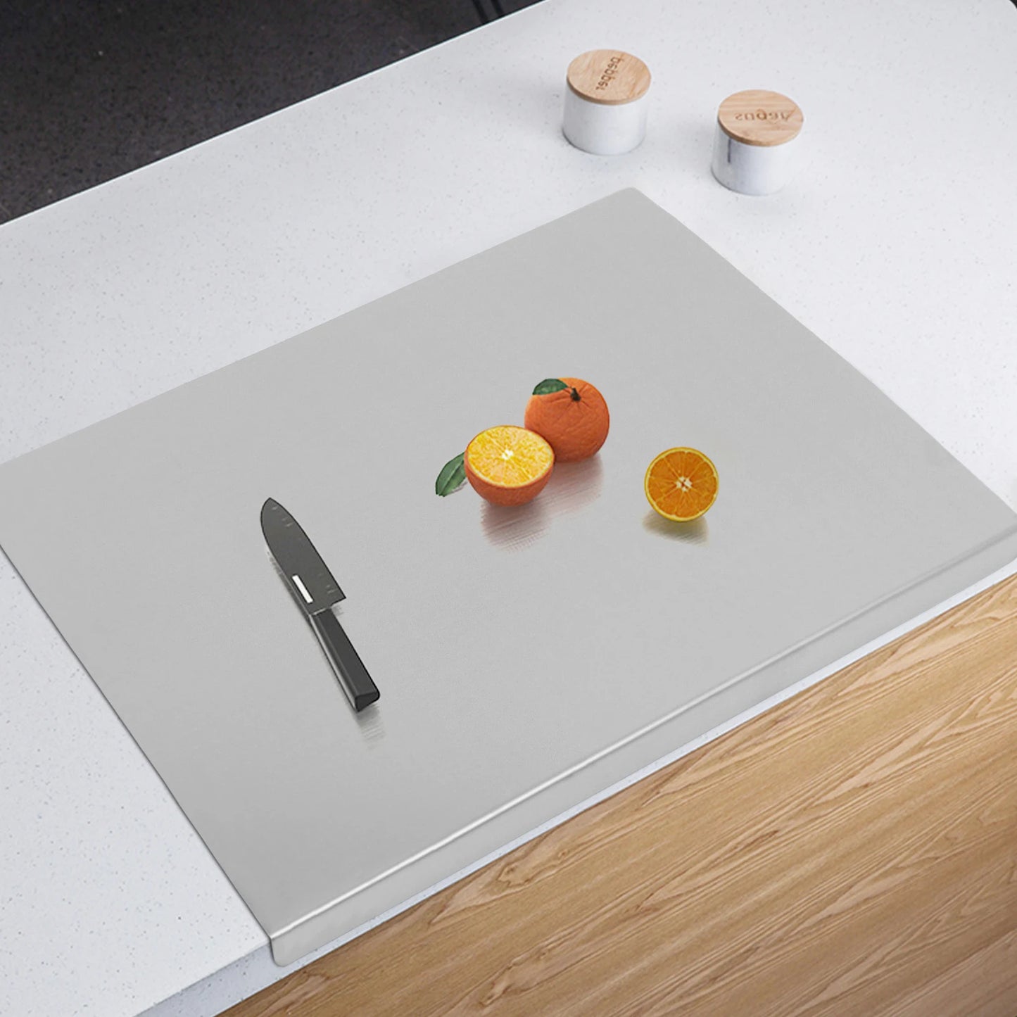 Eco-Friendly Stainless Steel Chopping Board With L-Shaped Edge