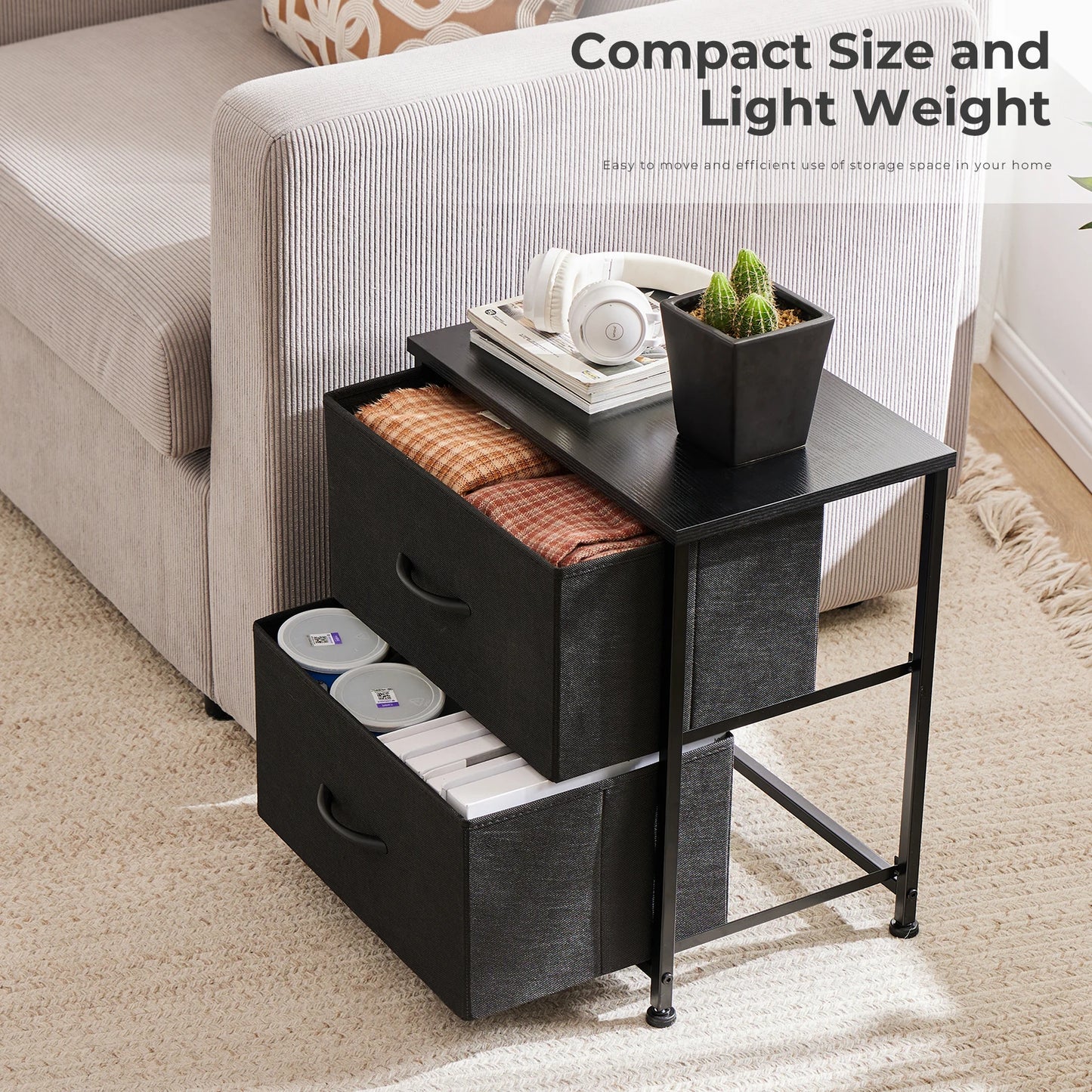 JHK Living Room Cabinet With Fabric Drawers