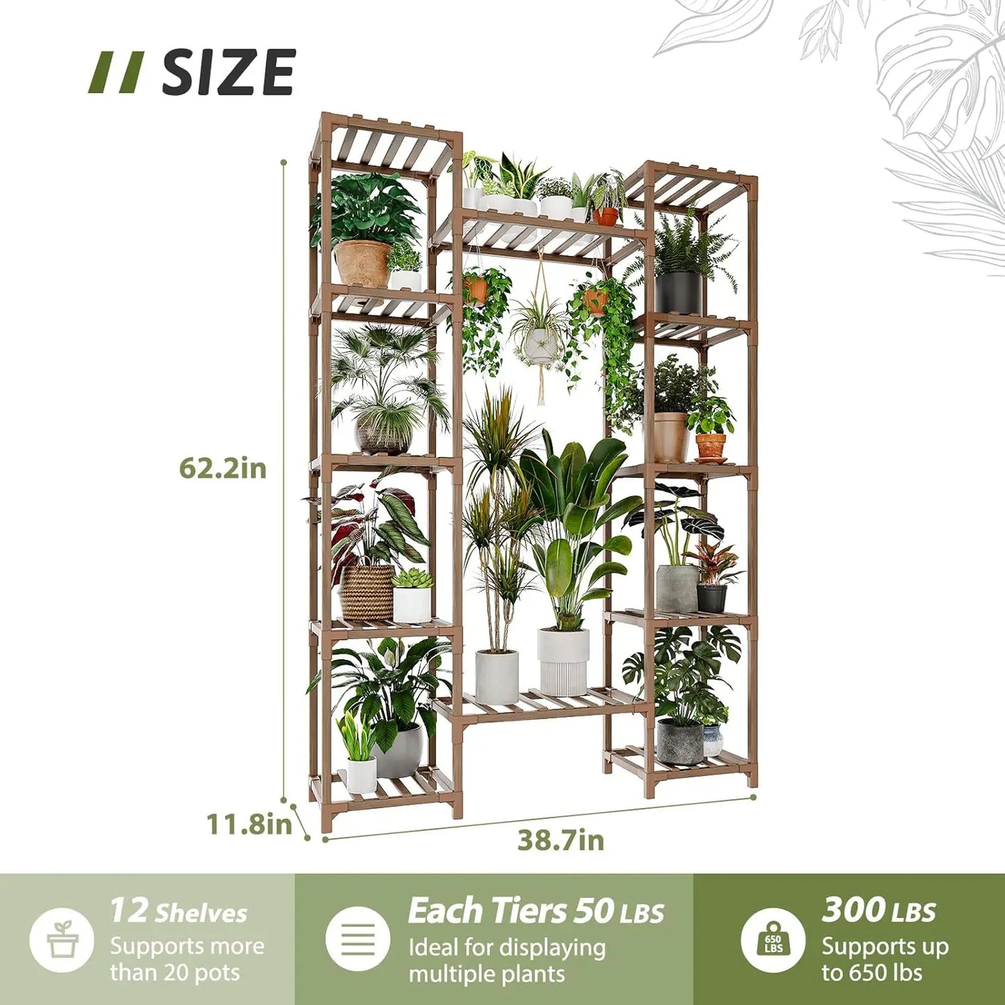 Wood Plant Stand Indoor Outdoor Tiered Shelf For Pots