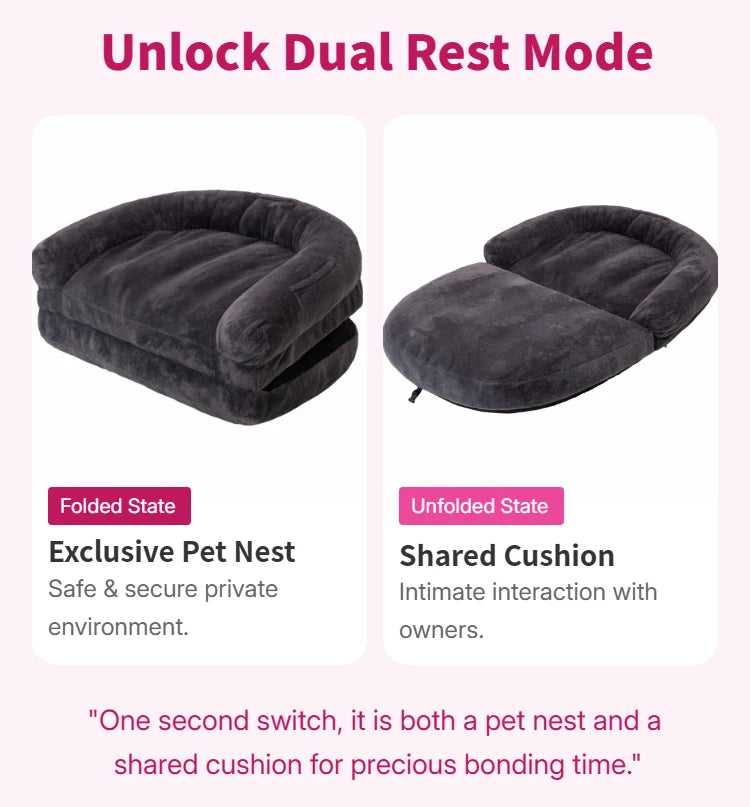Dual-Use Pet Bed and Foldable Cuddler Mat for Home