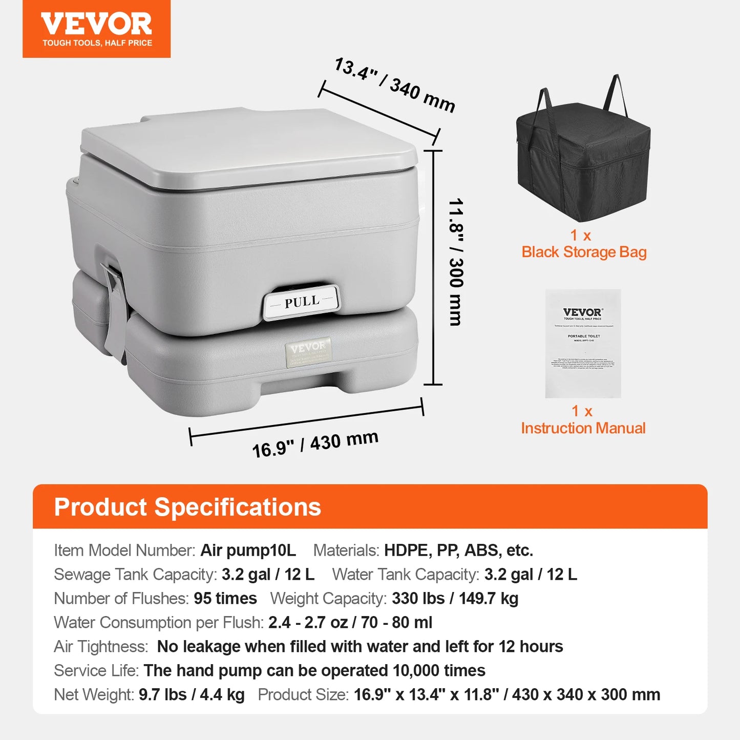 SucceBuy Portable Camping Toilet With Pressurized Flush Cyclone System