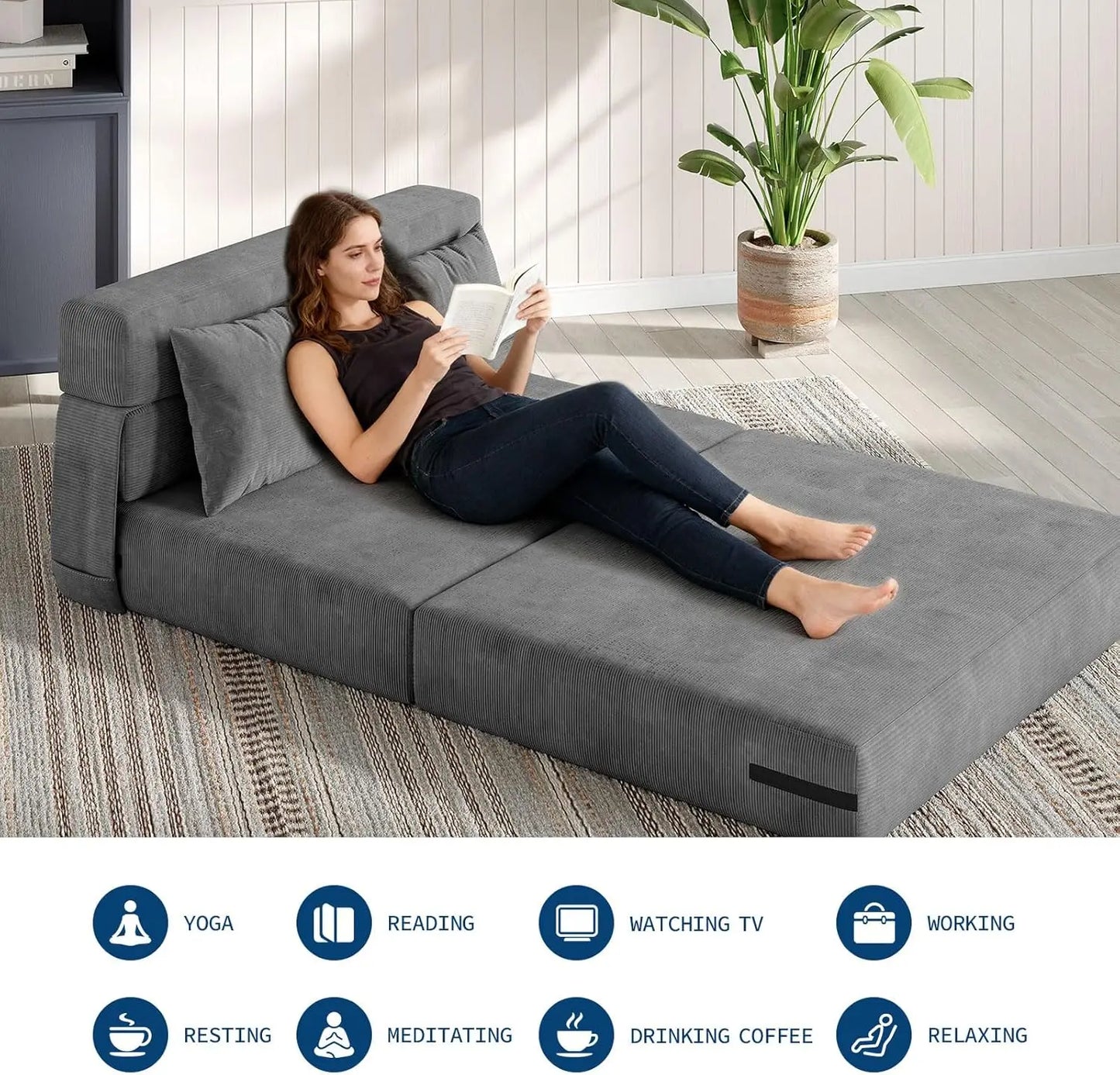 HiMISS 4-in-1 Convertible Folding Sofa Bed Chair With Sleeper