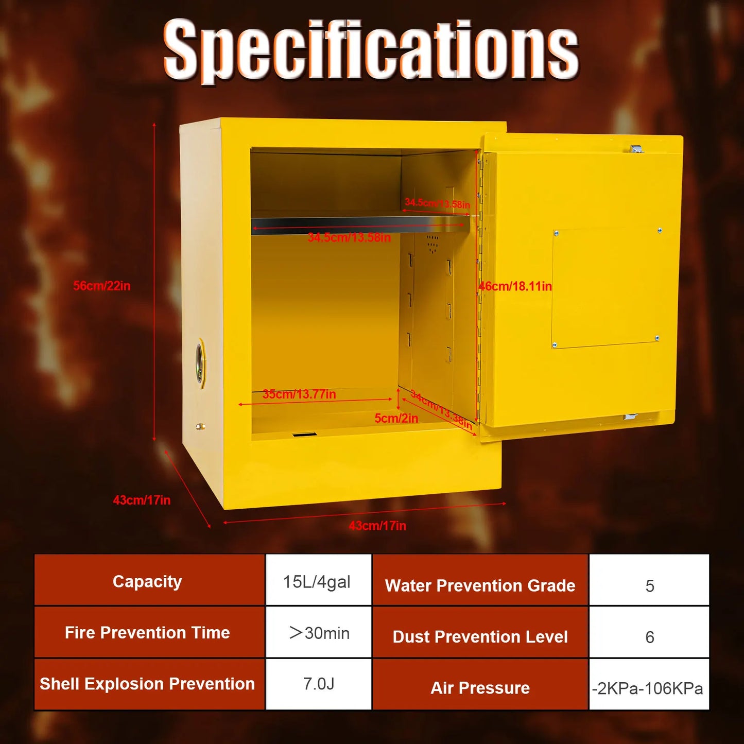 Lockable Fireproof Storage Cabinet With Shelves For Home Office And Documents