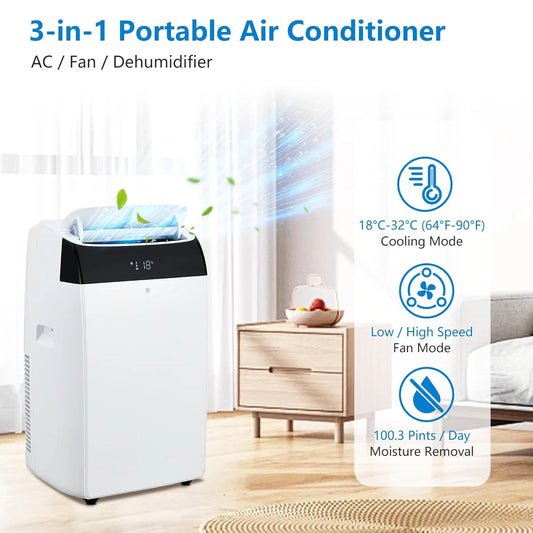 Adoolla 14000 BTU Portable Air Conditioner 3-in-1 Sleep Mode Remote