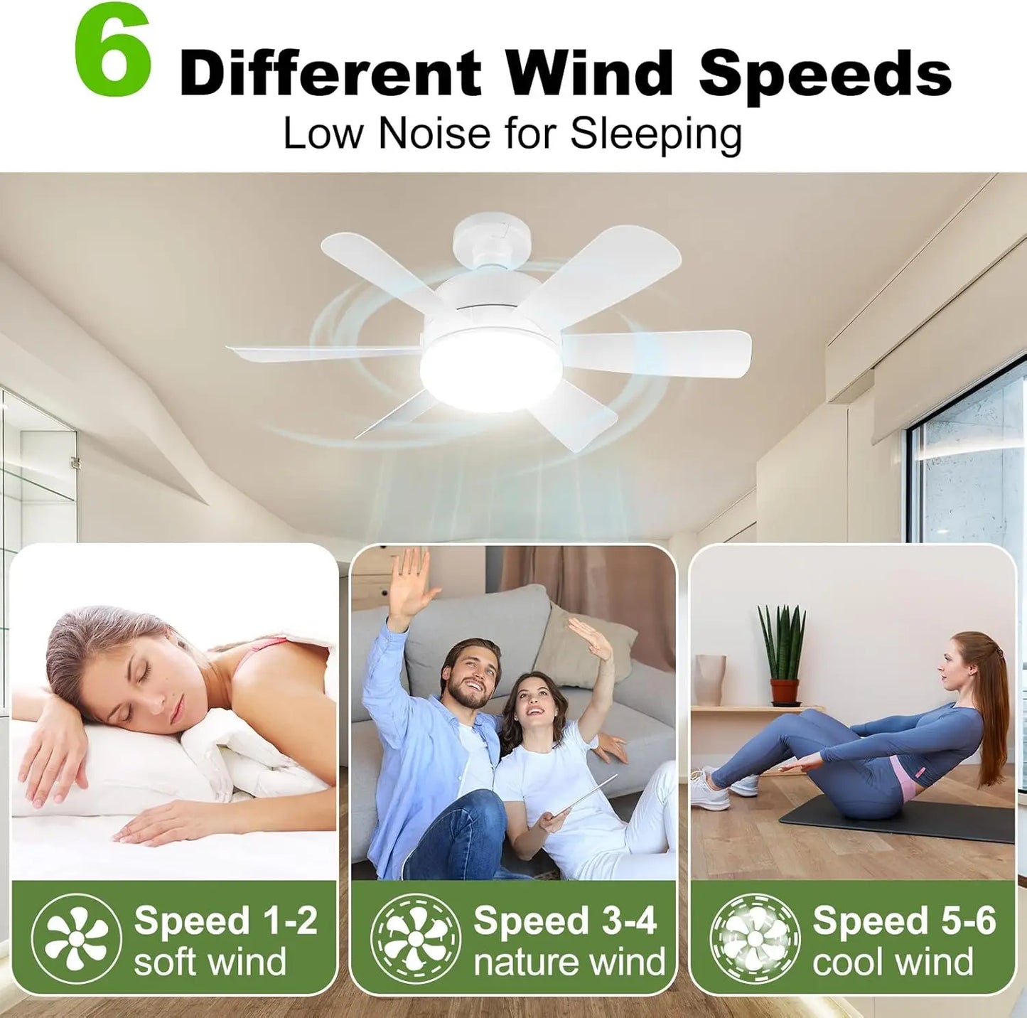 Mexllex LED Ceiling Fan Light E26 With Remote Dimmable