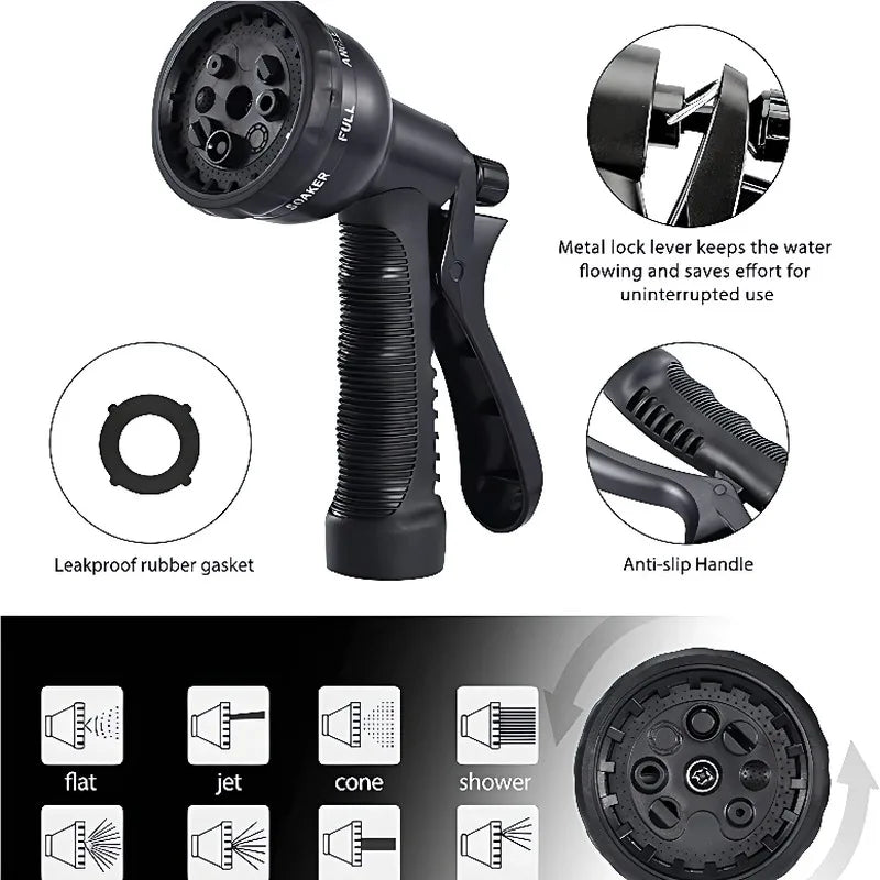 Expandable Garden Hose Kit With Nozzles For Lawn Car Wash
