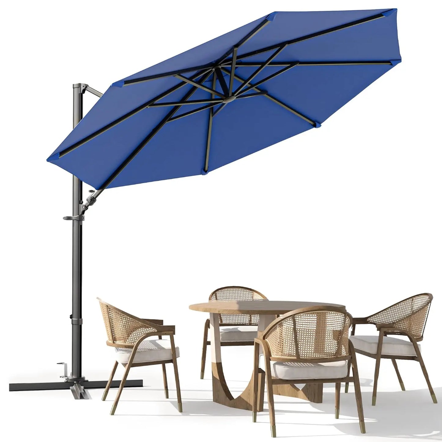 Outdoor Patio Umbrella With 360 Degree Rotation Offset Market Umbrella