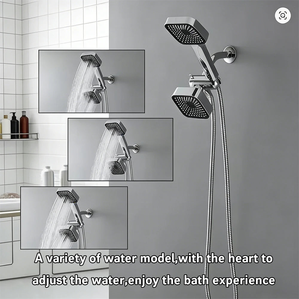 Two In One Shower Set With Handheld Head And Long Hose Square Design