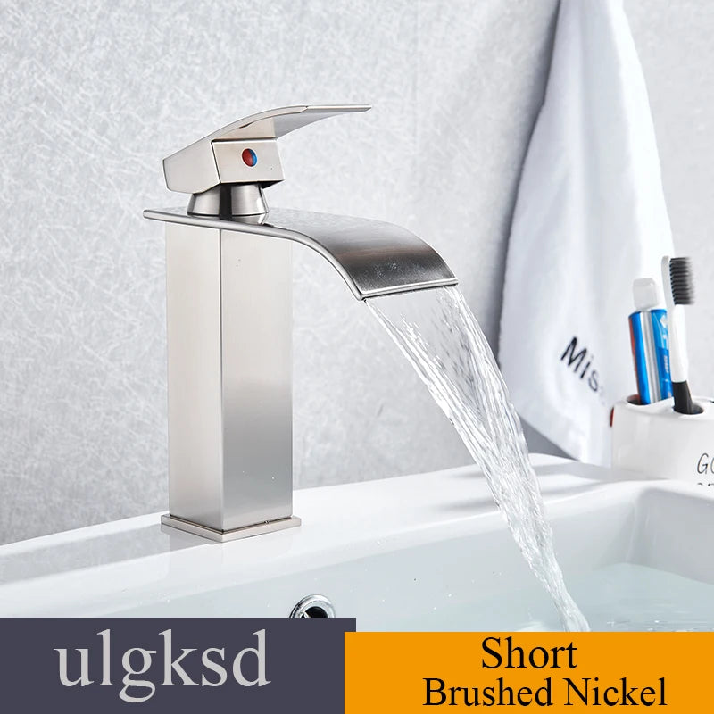 Ulgksd Waterfall Basin Faucet Single Handle Deck Mounted Hot Cold