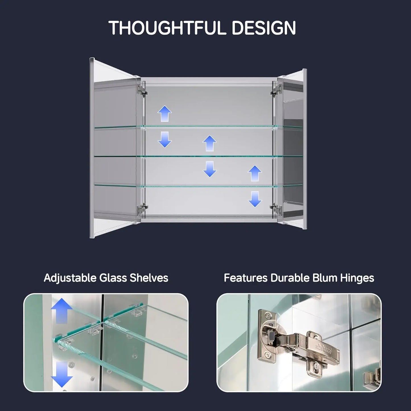 Medicine Cabinet 30" x 30", Bathroom Medicine Cabinet with Mirror, Recessed Medicine Cabinets with Adjustable, Customized