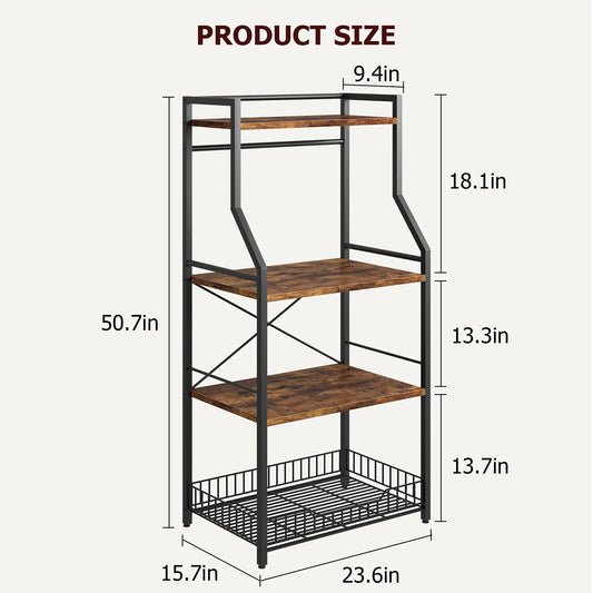 TWISTER.CK Kitchen Bakers Rack Microwave Oven Stand 4 Tier Storage