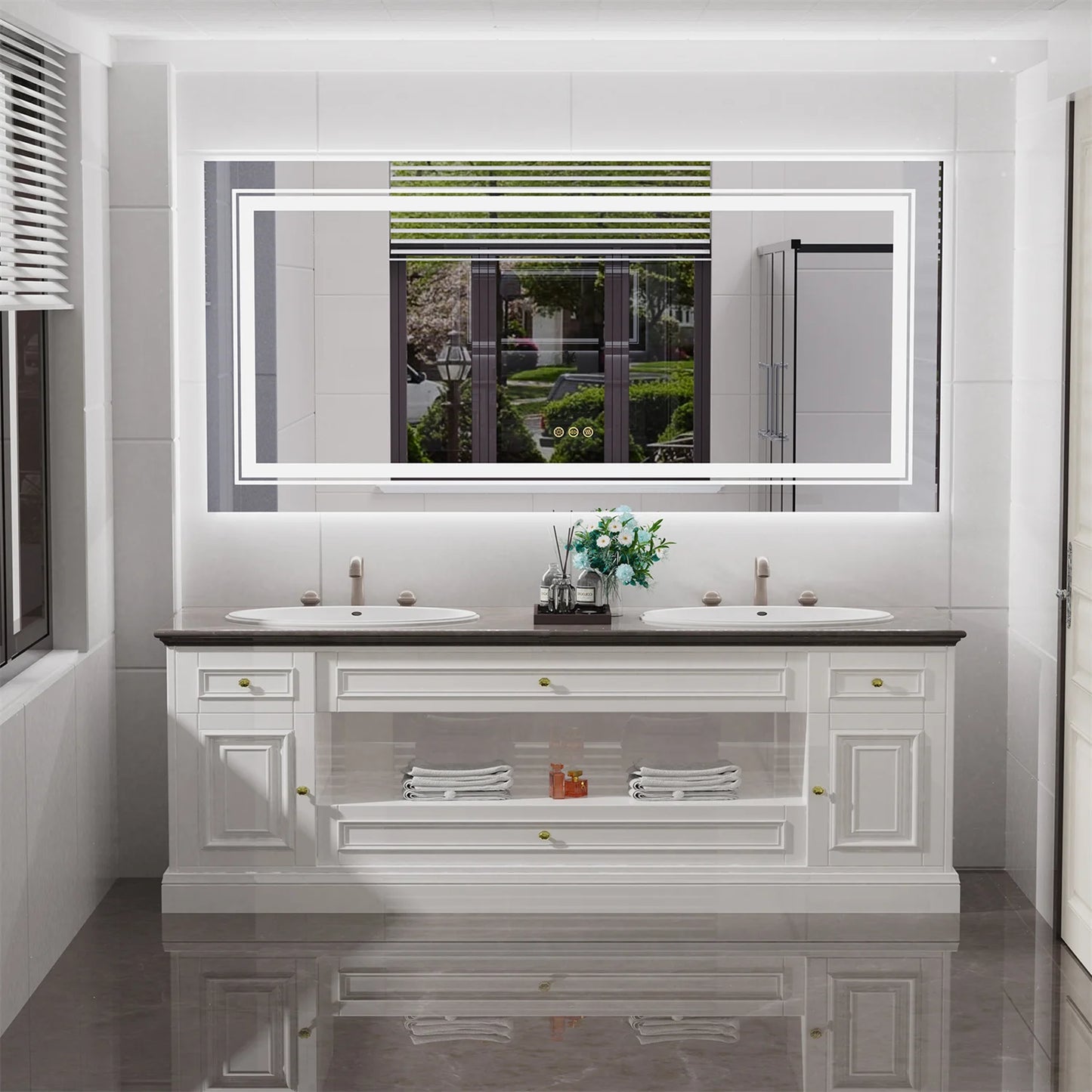 LED Backlit Bathroom Mirror With Anti-Fog Dimmable Touch Memory
