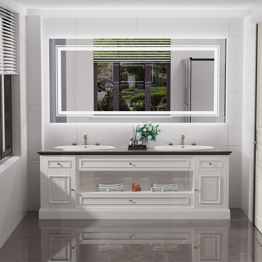 LED Backlit Bathroom Mirror With Anti-Fog Dimmable Touch Memory