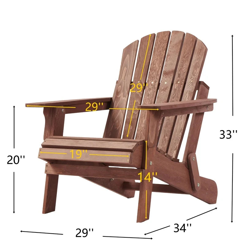 Oversize Folding Adirondack Chair For Outdoor Patio Garden
