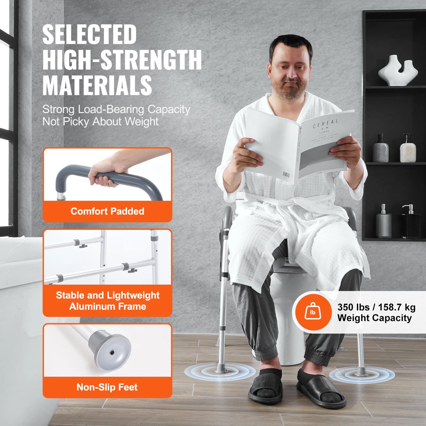 SucceBuy Raised Toilet Seat With Adjustable Height Aluminum Frame
