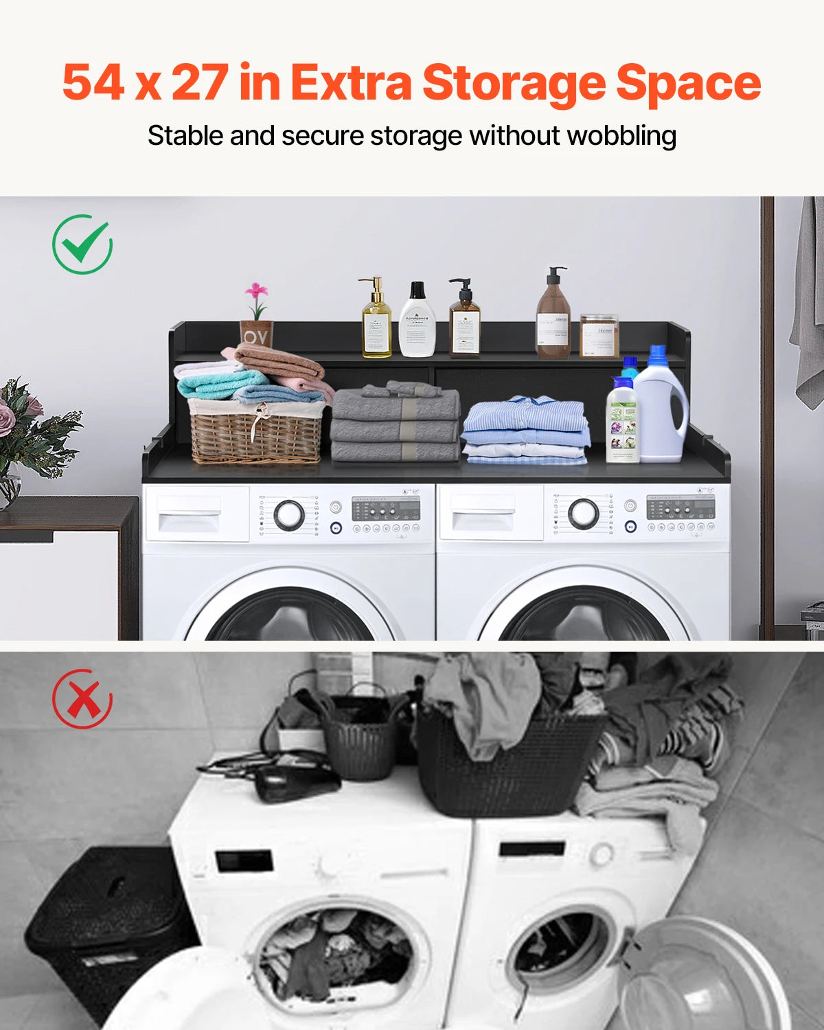 SucceBuy Space Saving Washer Dryer Countertop With Drawer Shelf
