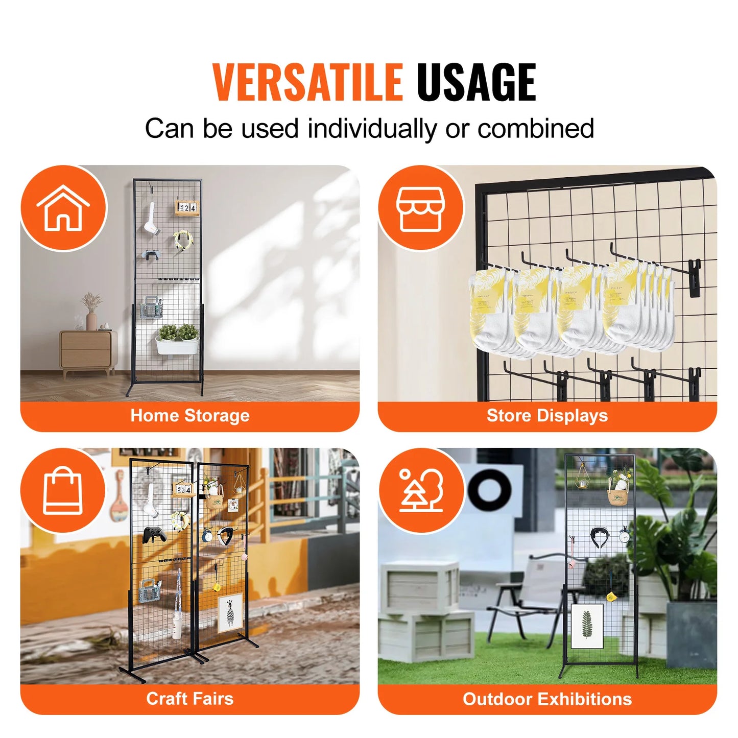 SucceBuy Grid Wall Panels Wire Gridwall Display Racks