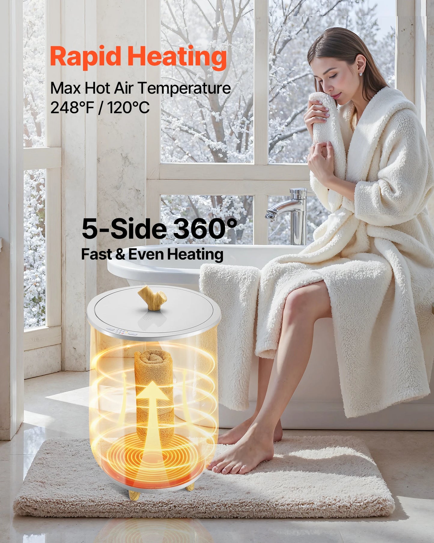 SucceBuy Towel Warmer Bucket With LED Light Auto Shutoff Aromatherapy