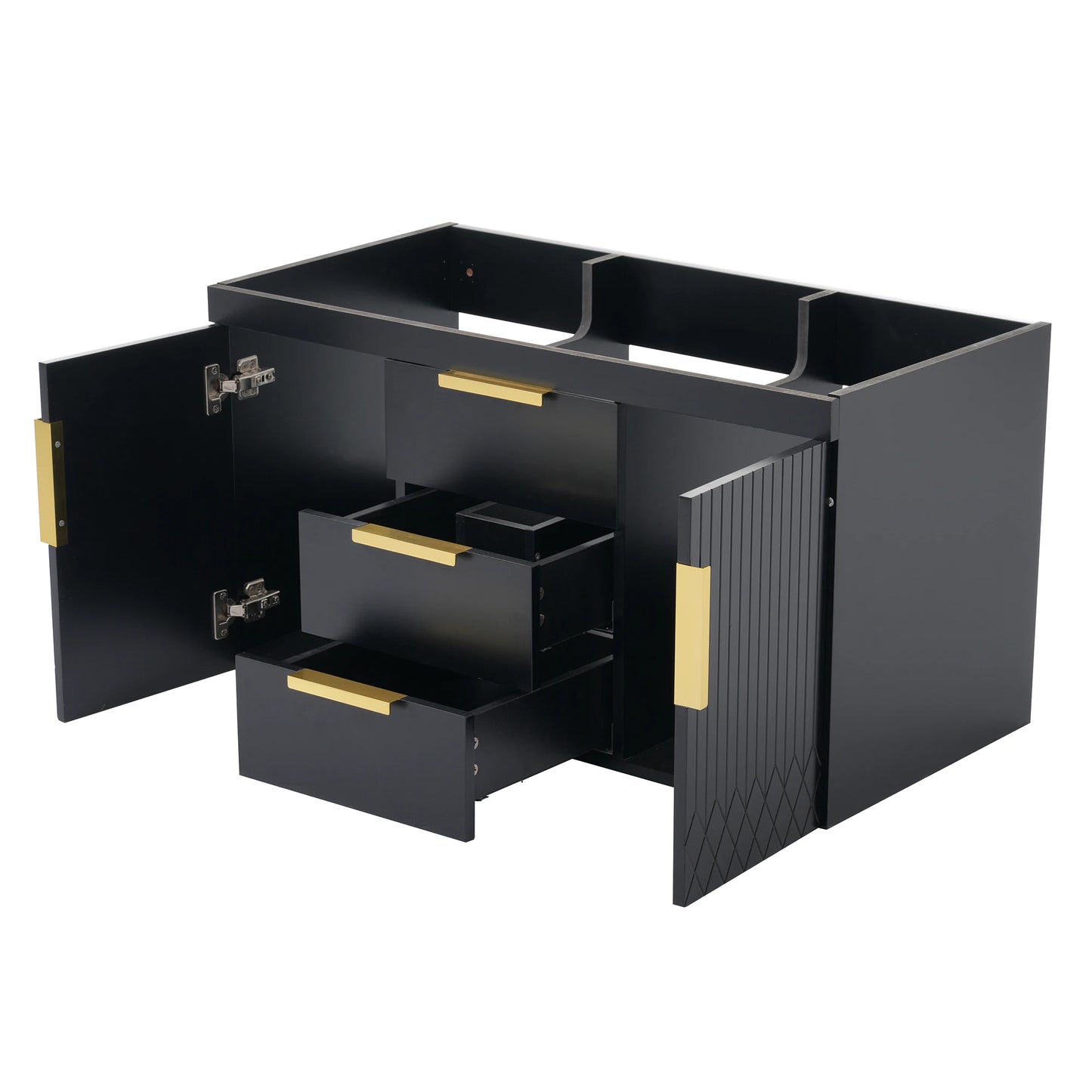 Floating Solid Wood Wall Mounted Bathroom Vanity With Two Drawers