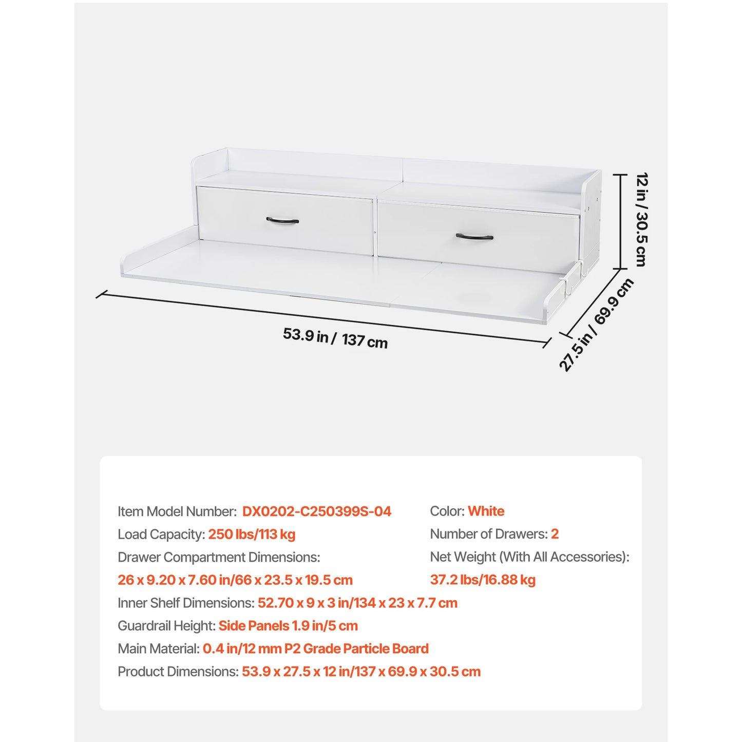 SucceBuy Space Saving Washer Dryer Countertop With Drawer Shelf