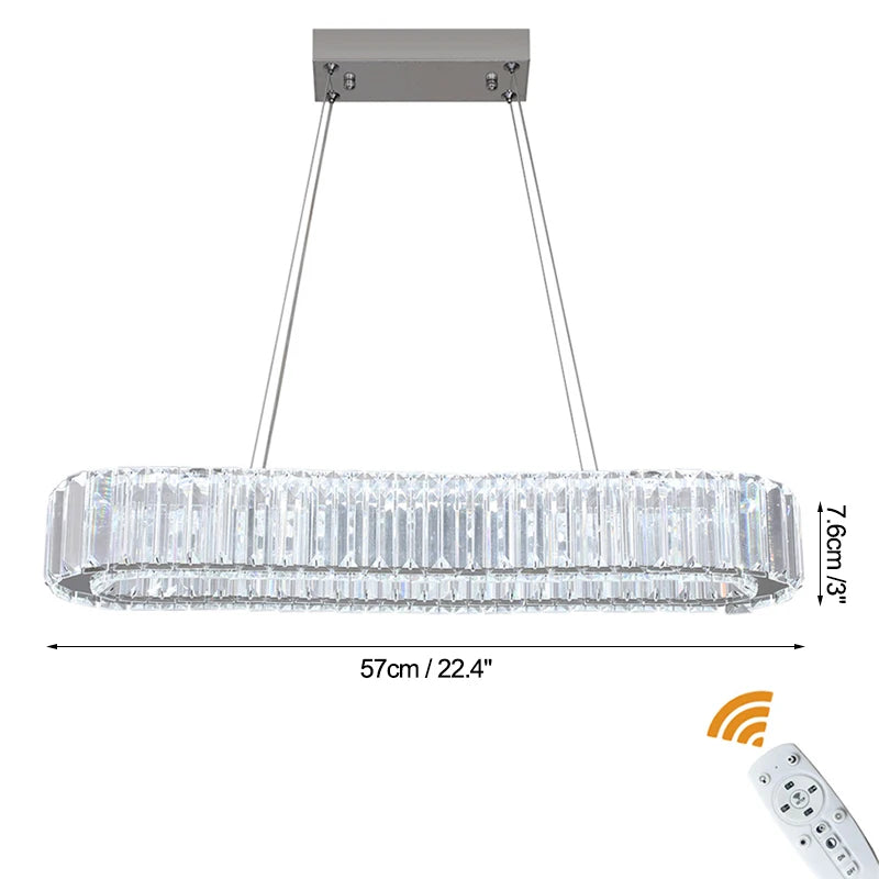 Modern Crystal Ring LED Chandelier Pendant Light With Dimming Remote