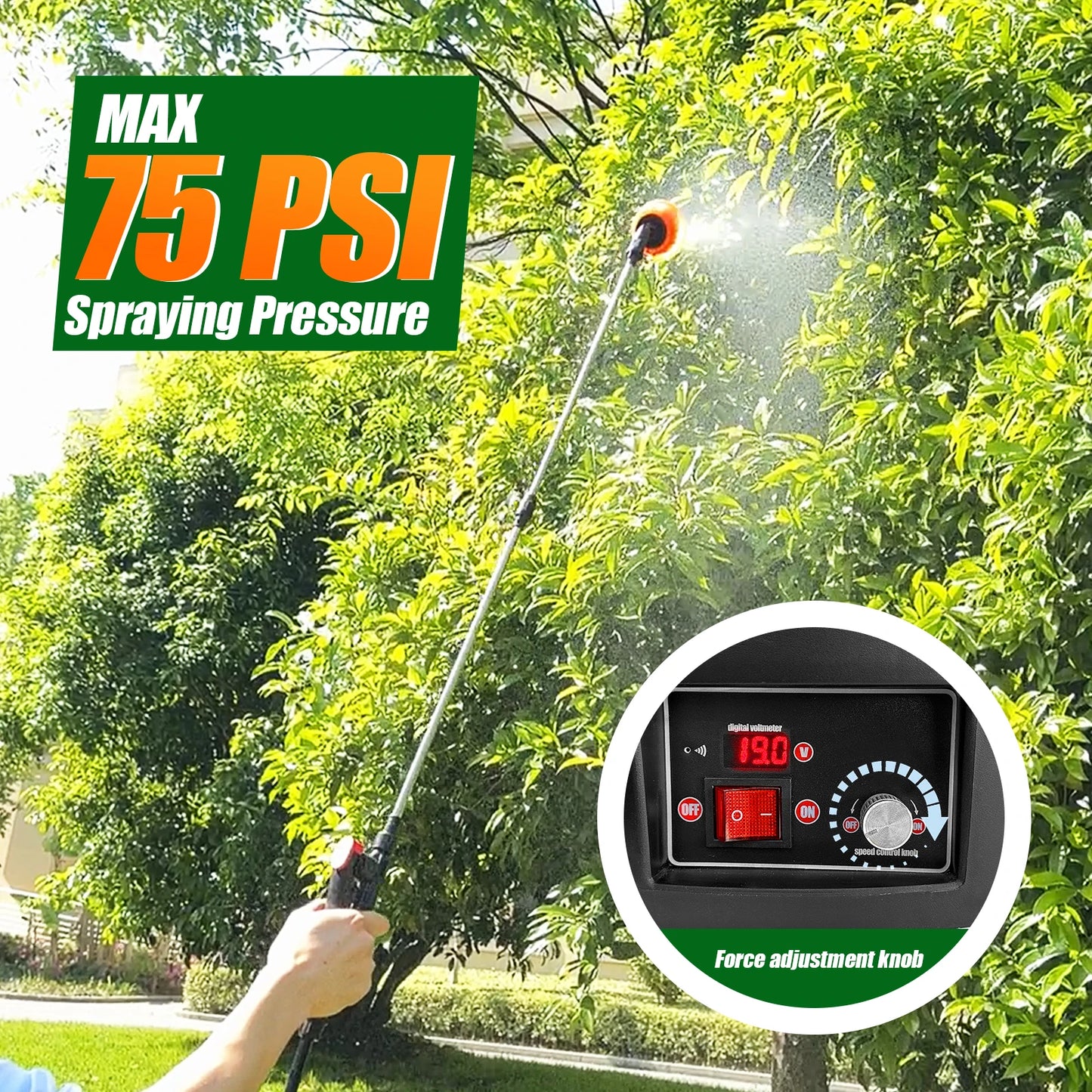 Garden Backpack Electric Sprayer 100 PSI With Telescopic Wand