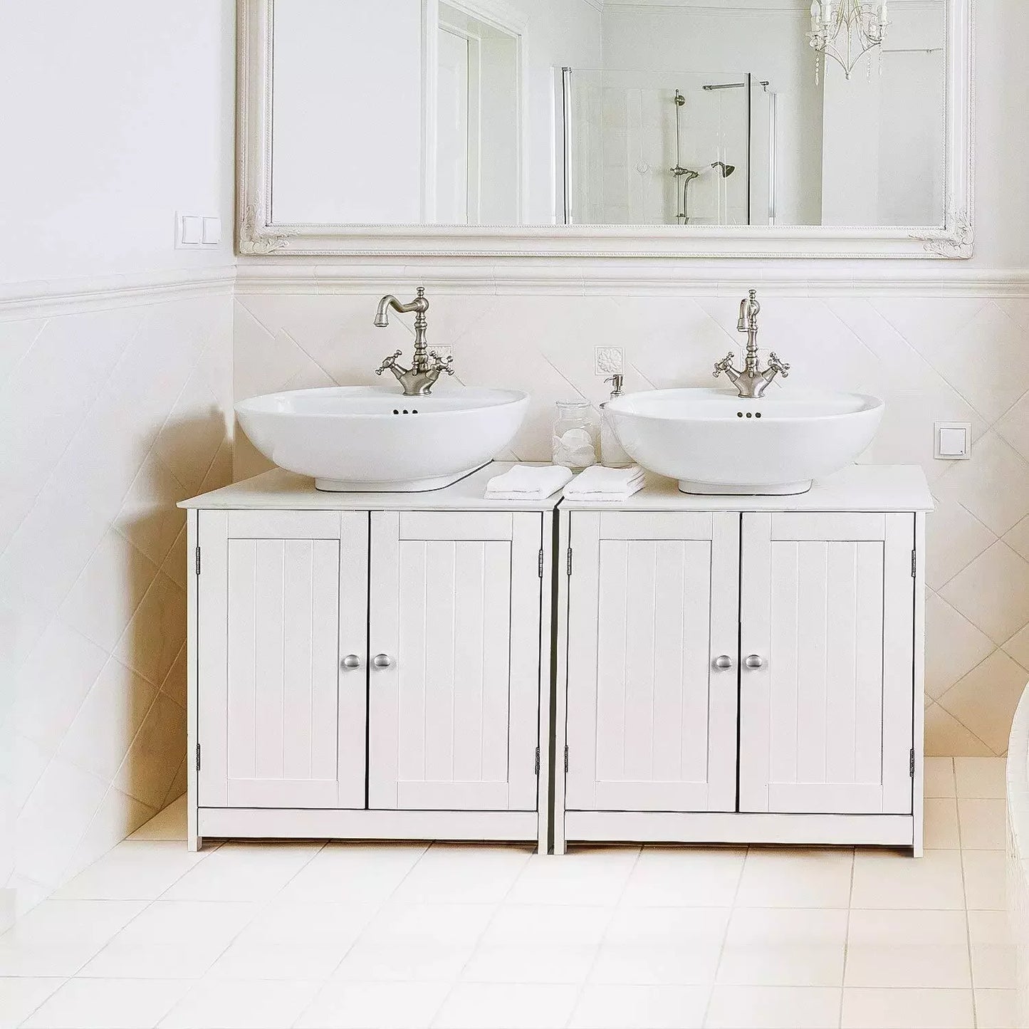 Under Sink Storage Vanity With Double Doors And Shelves