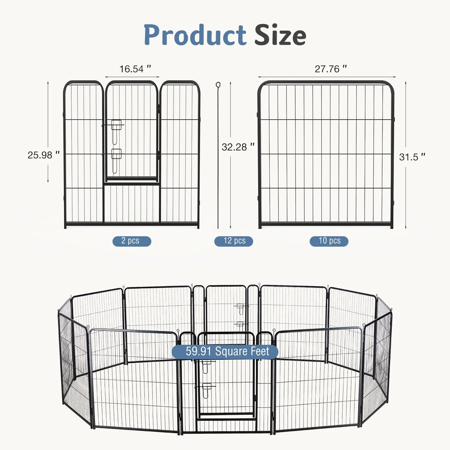JHK Metal Foldable Dog Playpen Pet Fence For Outdoor Use
